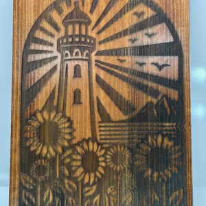 Wooden Sign - 12x18 Lighthouse and Sunflowers