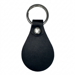 Leather Keychain - Tear Drop Black