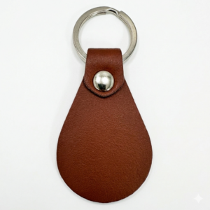 Leather Keychain - Tear Drop Brown