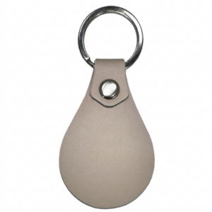Leather Keychain - Tear Drop White