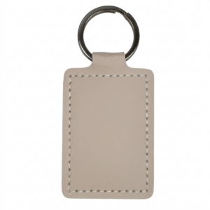 Leather Keychain - Rectangle White