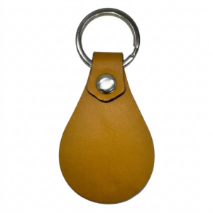 Leather Keychain - Tear Drop Yellow
